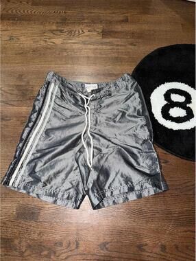 Surfwaves Nylon Shiny Silver Dazzle Board Shorts Mens MD (32) Vintage Y2K 90s
